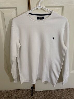 Polo Ralph Lauren Boys L XL White Waffle Knit Long Sleeve Shirt